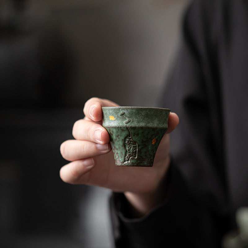 Tasse à thé vintage en céramique 50 ml pour rituels de l'espace sacré