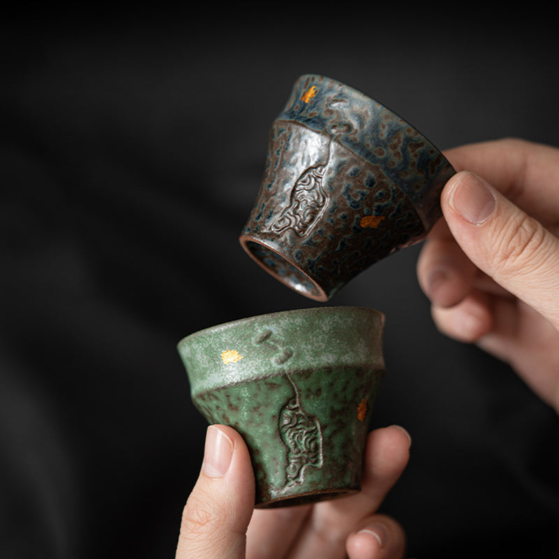 Tasse à thé vintage en céramique 50 ml pour rituels de l'espace sacré