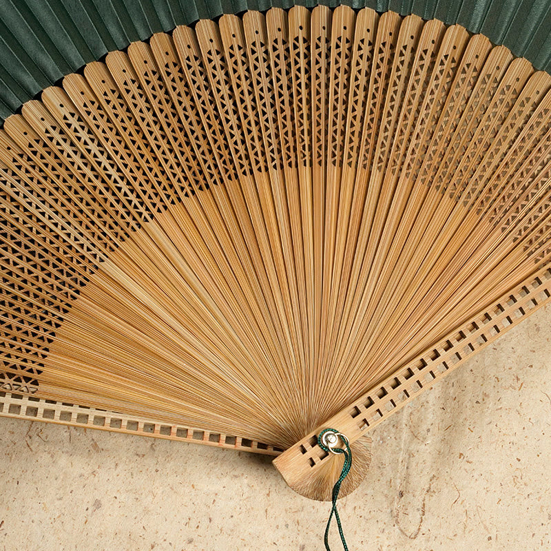 Éventail chinois pliant vintage | Éventail à main en bambou et polyester