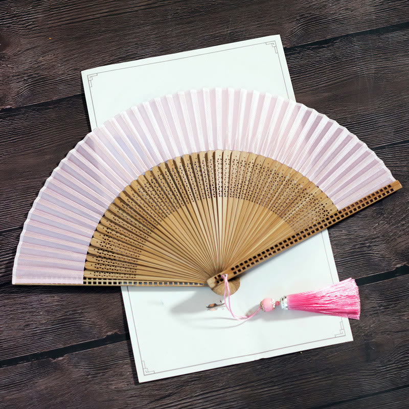 Éventail chinois pliant vintage | Éventail à main en bambou et polyester