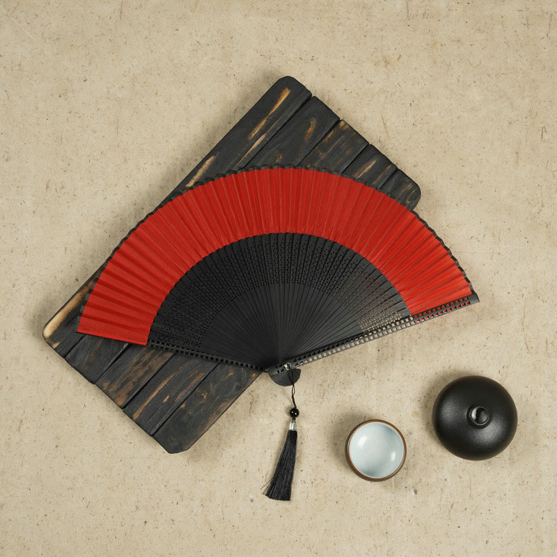 Éventail chinois pliant vintage | Éventail à main en bambou et polyester