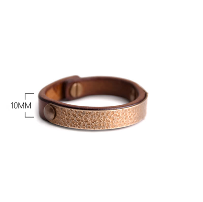 Bracelet de richesse vintage en cuir et cuivre pour la prospérité spirituelle
