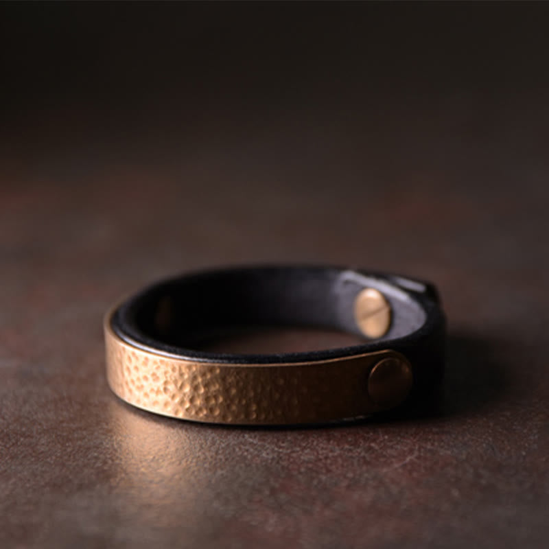 Bracelet de richesse vintage en cuir et cuivre pour la prospérité spirituelle