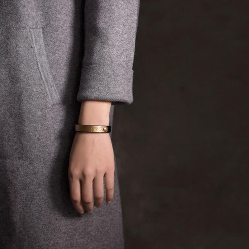 Bracelet de richesse vintage en cuir et cuivre pour la prospérité spirituelle