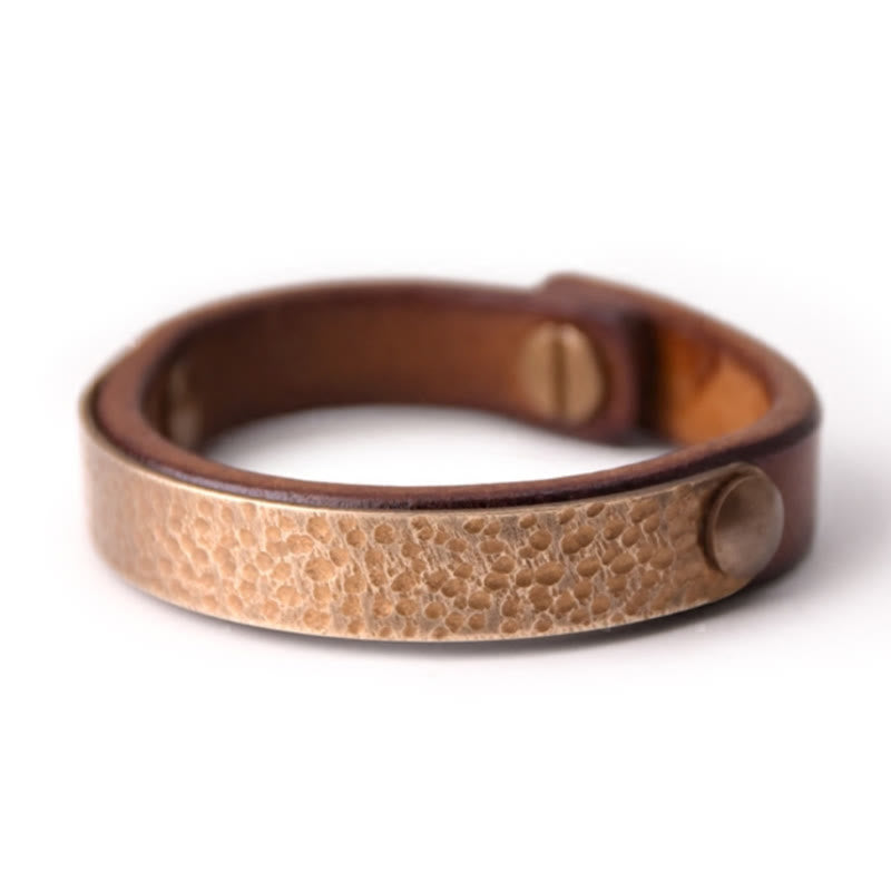 Bracelet de richesse vintage en cuir et cuivre pour la prospérité spirituelle