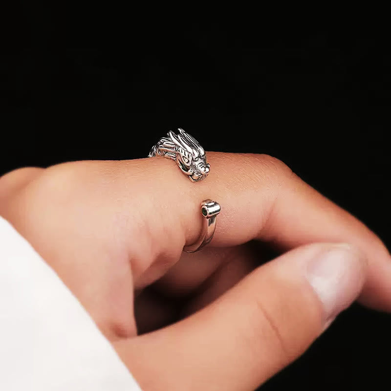 Bague Dragon Vintage Réglable pour le Succès et la Force