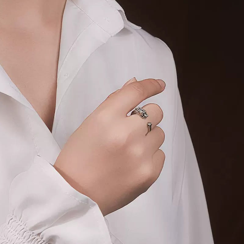 Bague Dragon Vintage Réglable pour le Succès et la Force