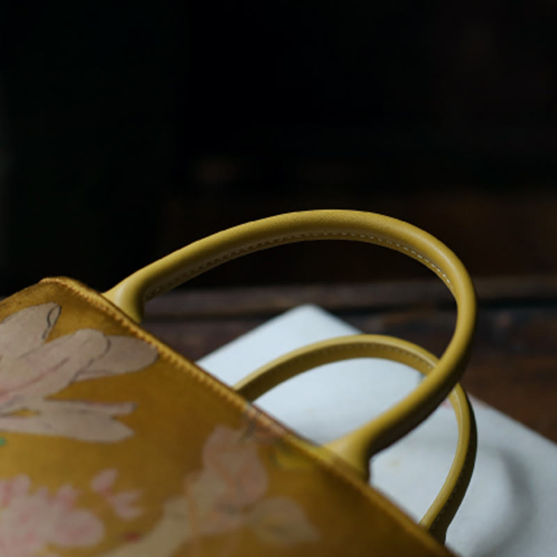 Sac bandoulière vintage à fermeture éclair et chaîne en métal avec motif pivoine