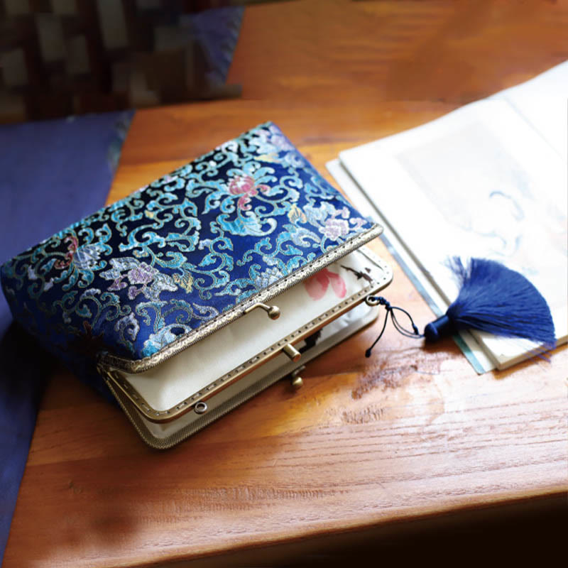 Sac bandoulière vintage à fleurs géométriques avec chaîne en métal