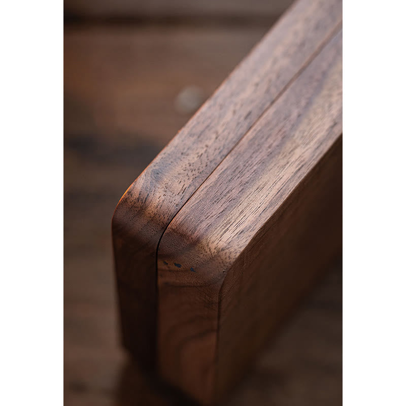 Boîte à bijoux vintage en bois de noyer noir, faite à la main
