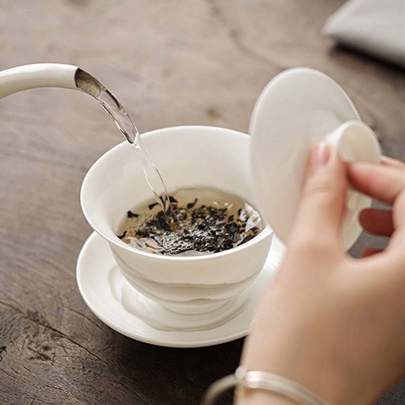 Ensemble de tasses à thé Gaiwan en porcelaine peinte à l'encre vintage pour la méditation