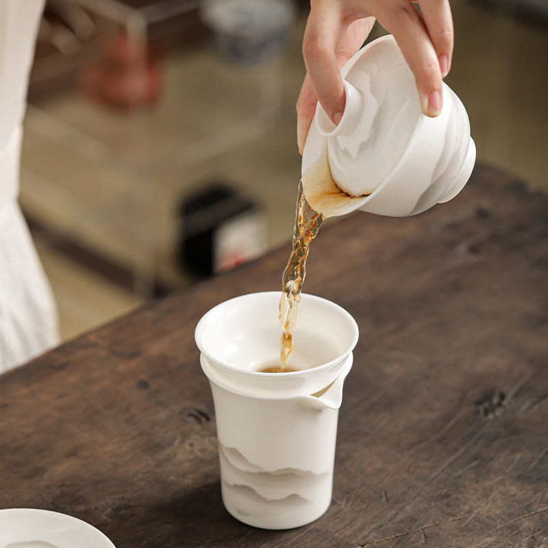 Ensemble de tasses à thé Gaiwan en porcelaine peinte à l'encre vintage pour la méditation