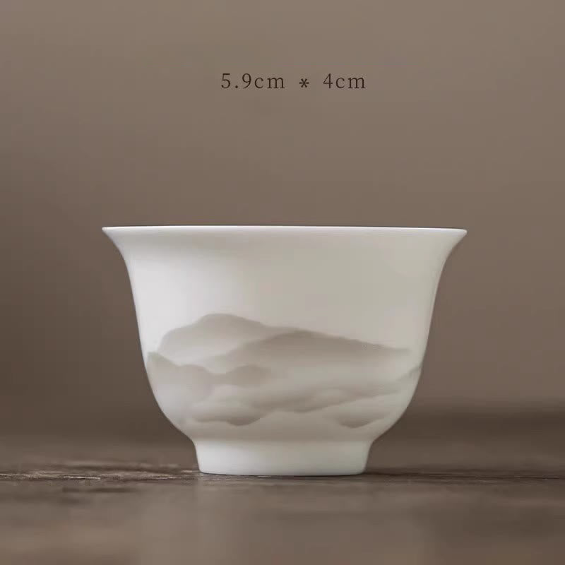 Ensemble de tasses à thé Gaiwan en porcelaine peinte à l'encre vintage pour la méditation