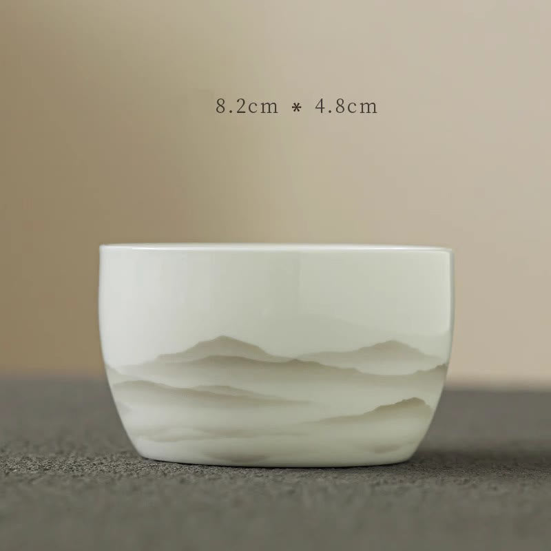 Ensemble de tasses à thé Gaiwan en porcelaine peinte à l'encre vintage pour la méditation