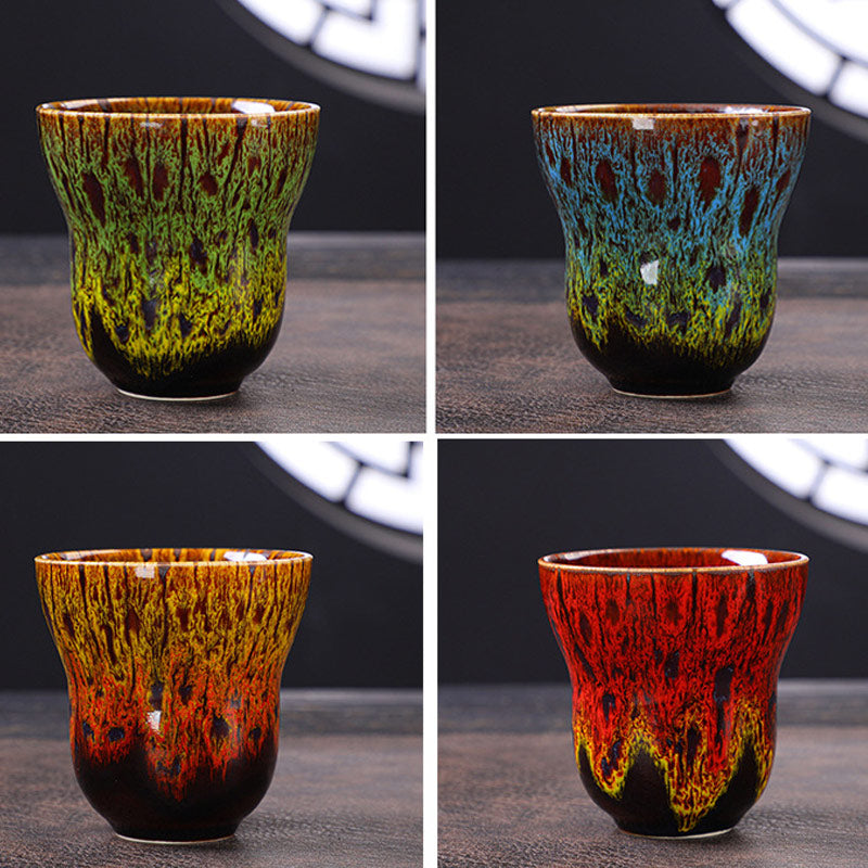 Tasse à café vintage en céramique avec changement de four, 150 ml, décor zen