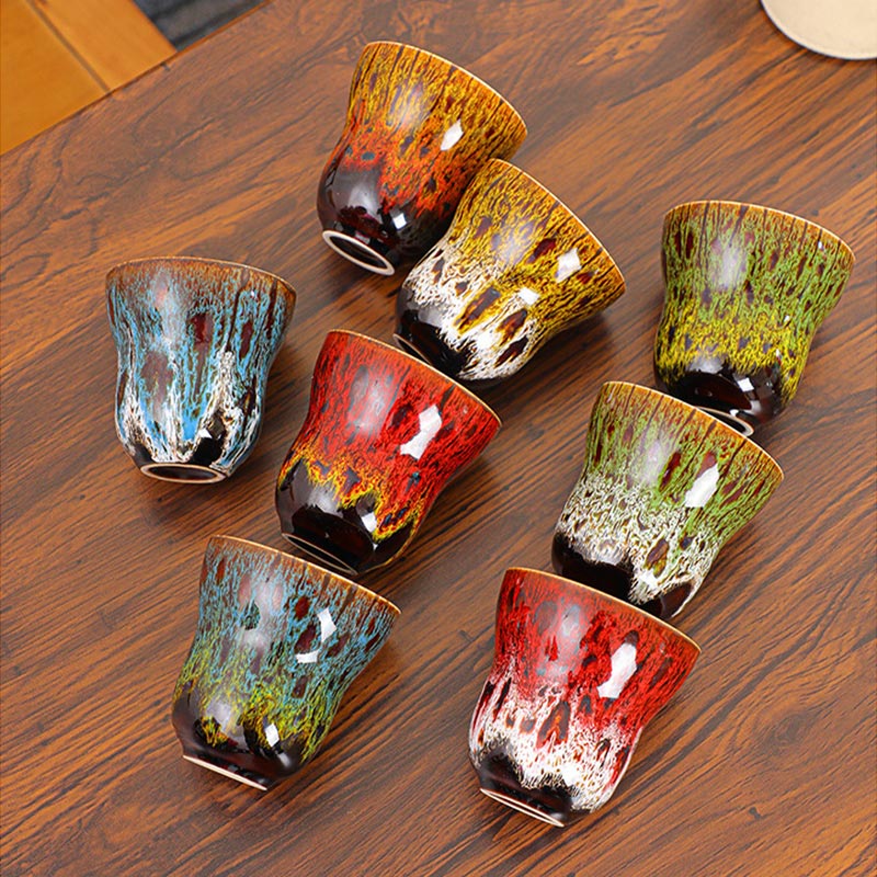 Tasse à café vintage en céramique avec changement de four, 150 ml, décor zen