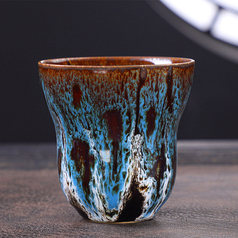 Tasse à café vintage en céramique avec changement de four, 150 ml, décor zen