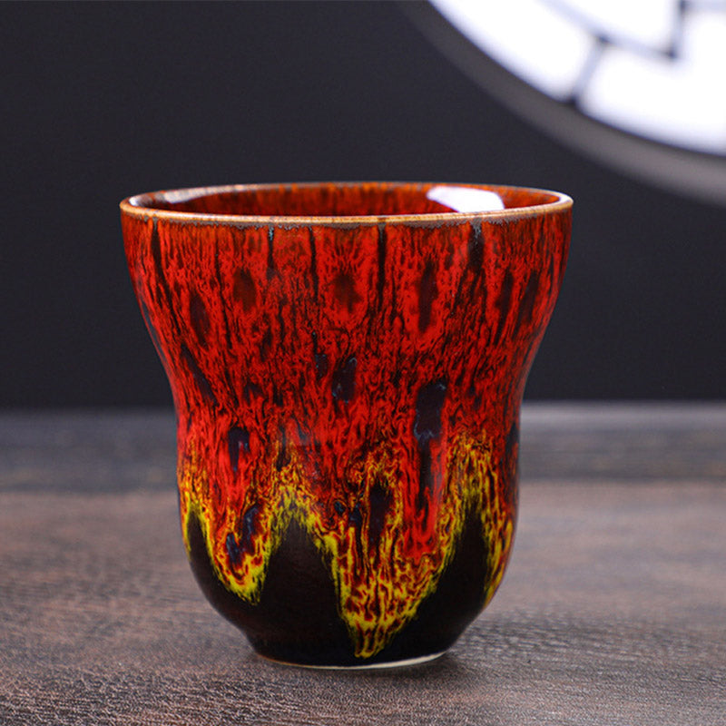 Tasse à café vintage en céramique avec changement de four, 150 ml, décor zen