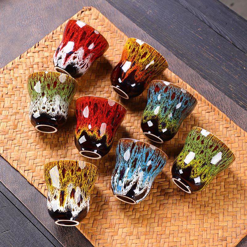 Tasse à café vintage en céramique avec changement de four, 150 ml, décor zen