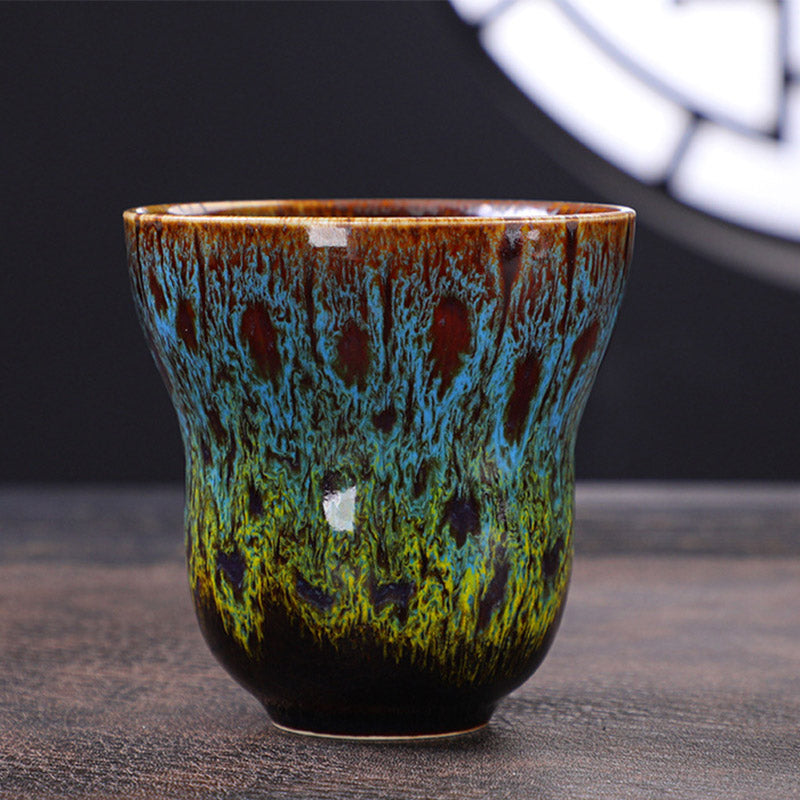 Tasse à café vintage en céramique avec changement de four, 150 ml, décor zen
