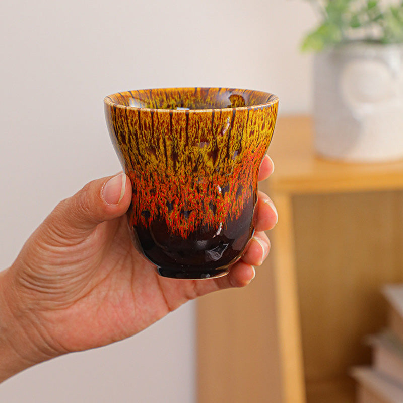 Tasse à café vintage en céramique avec changement de four, 150 ml, décor zen