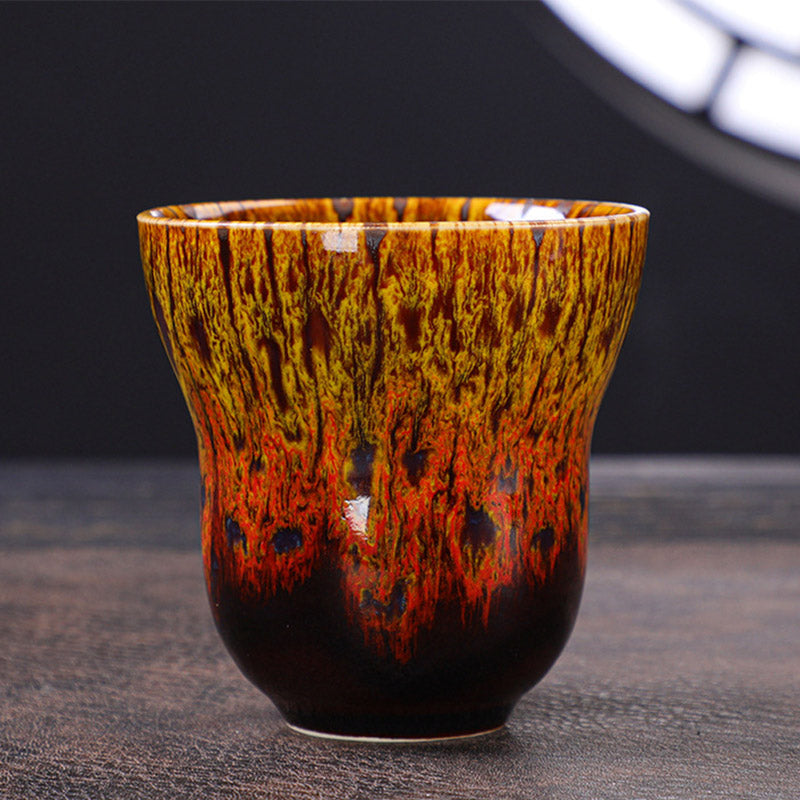 Tasse à café vintage en céramique avec changement de four, 150 ml, décor zen