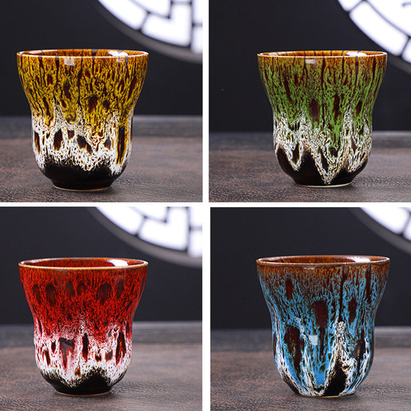 Tasse à café vintage en céramique avec changement de four, 150 ml, décor zen