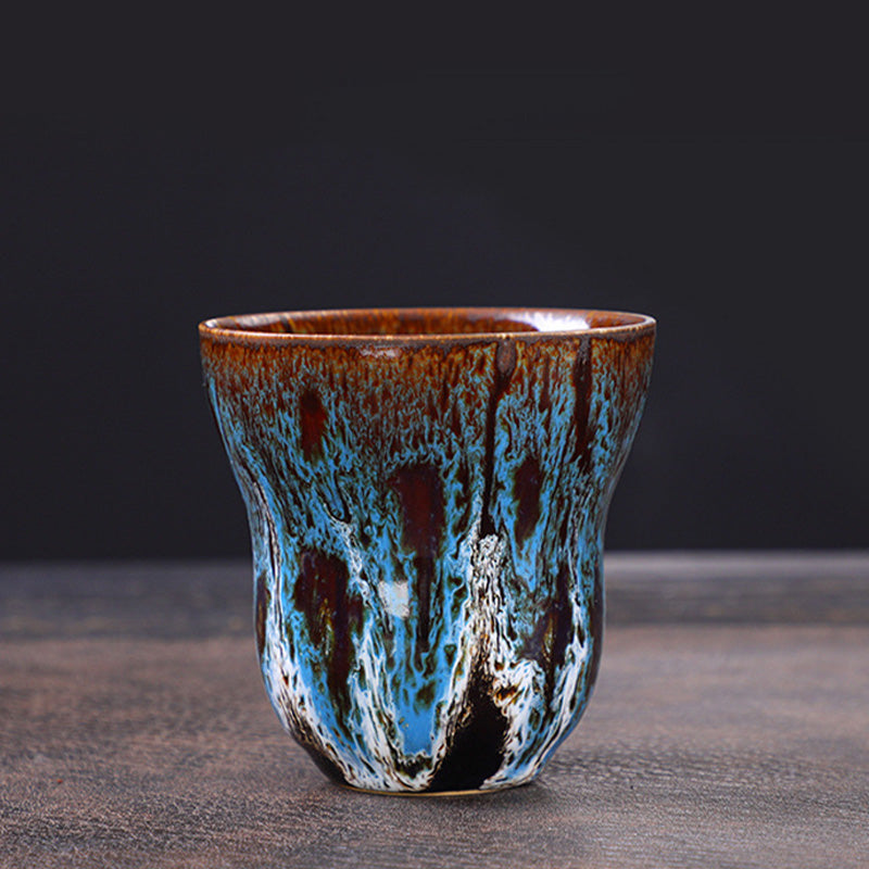 Tasse à café vintage en céramique avec changement de four, 150 ml, décor zen