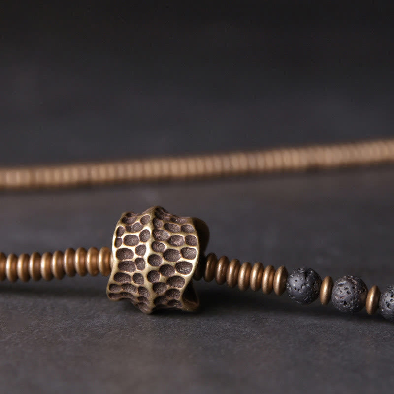 Bracelet spirituel vintage en cuivre et pierre de lave pour l'équilibre