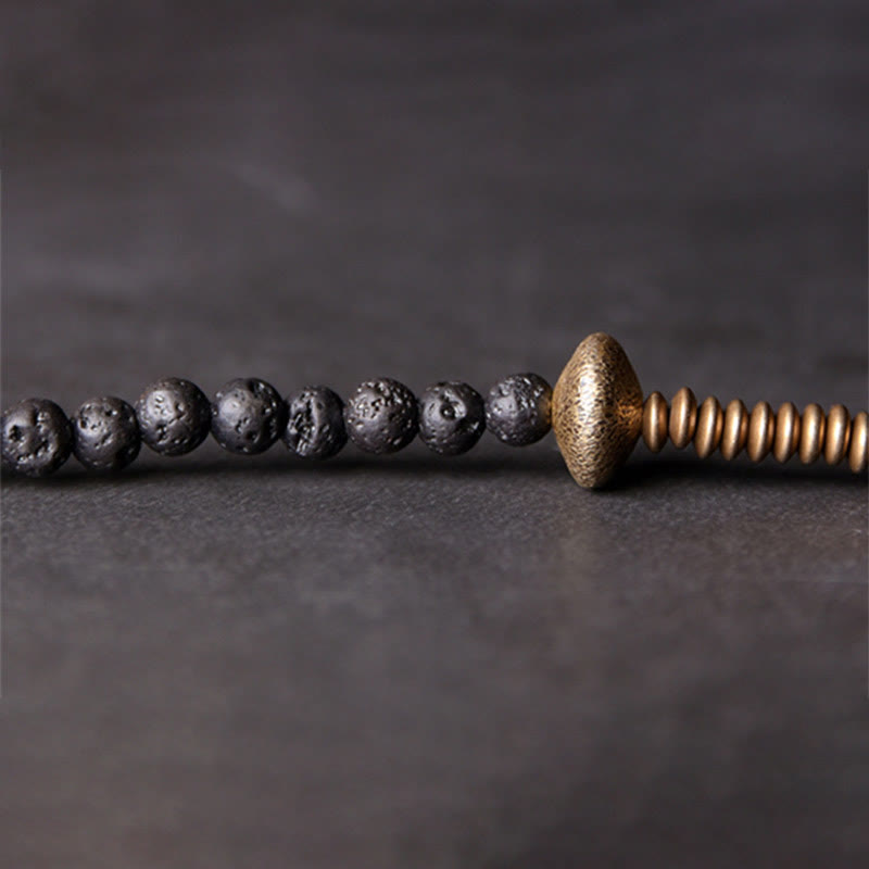 Bracelet spirituel vintage en cuivre et pierre de lave pour l'équilibre