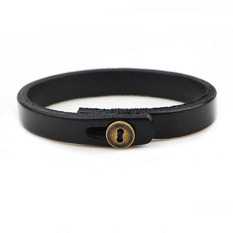 Bracelet de confiance en cuir vintage avec boucle à bouton