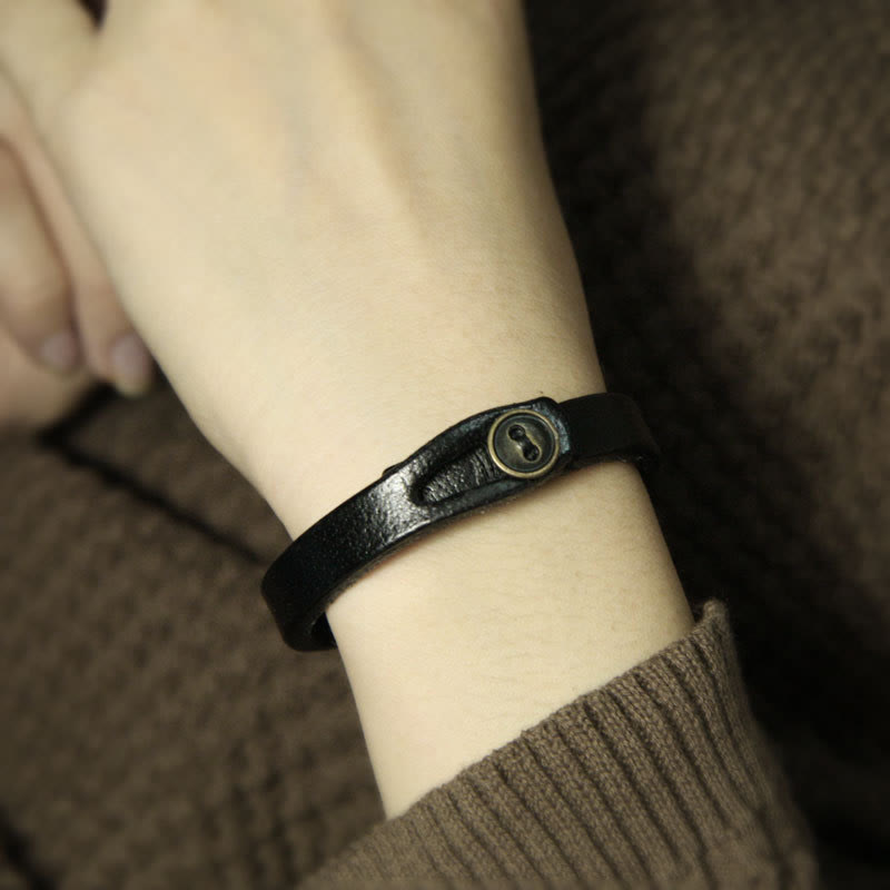 Bracelet de confiance en cuir vintage avec boucle à bouton