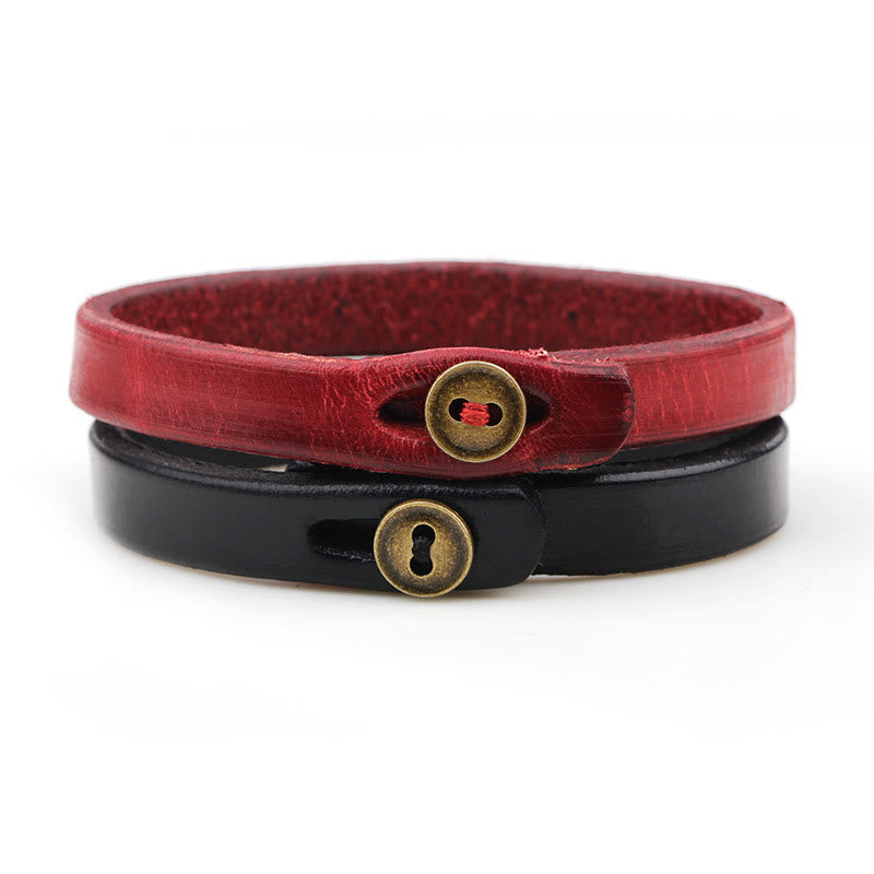 Bracelet de confiance en cuir vintage avec boucle à bouton