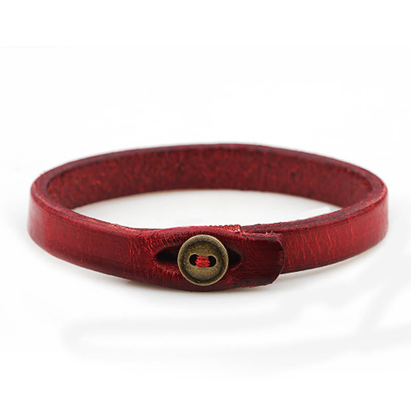 Bracelet de confiance en cuir vintage avec boucle à bouton