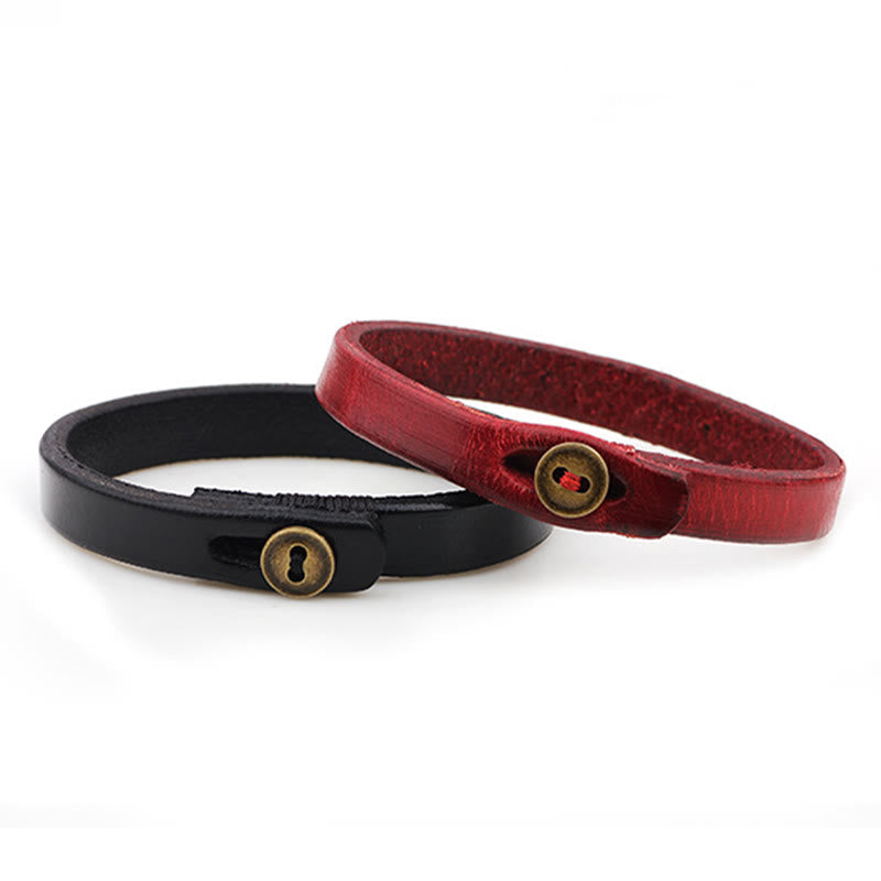 Bracelet de confiance en cuir vintage avec boucle à bouton