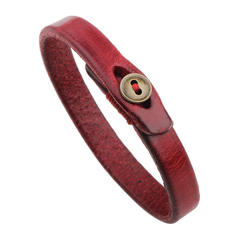 Bracelet de confiance en cuir vintage avec boucle à bouton