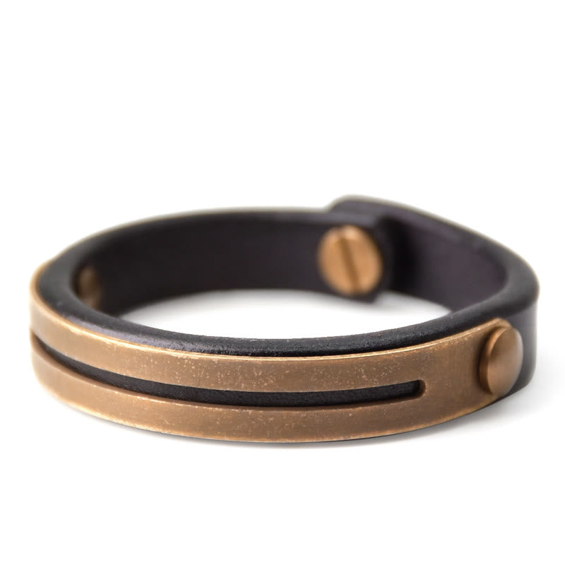 Bracelet d'équilibre vintage en cuir et cuivre pour l'harmonie intérieure