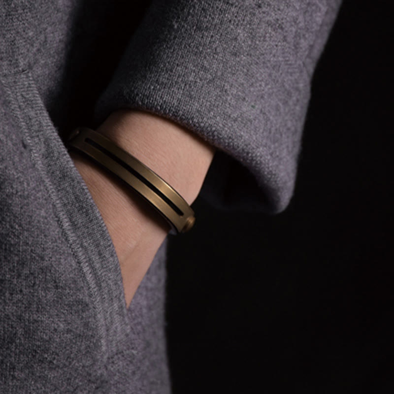 Bracelet d'équilibre vintage en cuir et cuivre pour l'harmonie intérieure