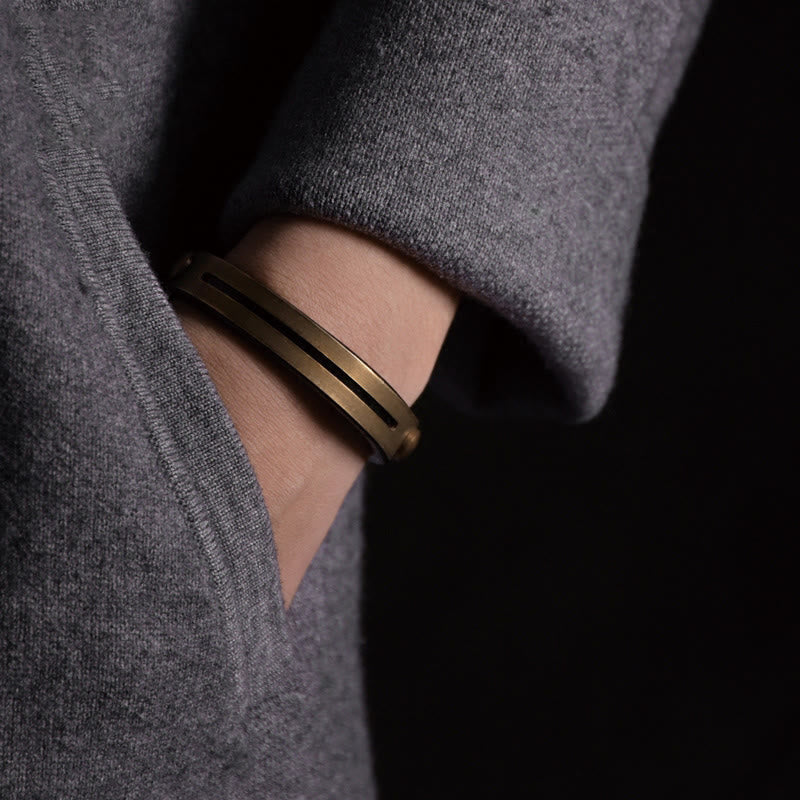 Bracelet d'équilibre vintage en cuir et cuivre pour l'harmonie intérieure