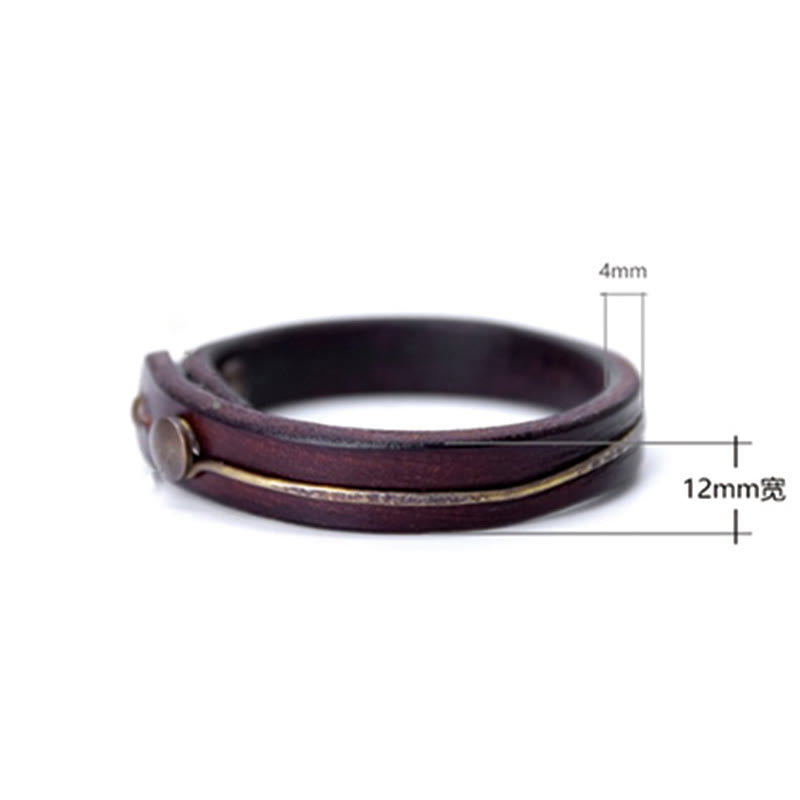 Bracelet de protection spirituelle vintage en cuir et cuivre - 16-16,6 cm