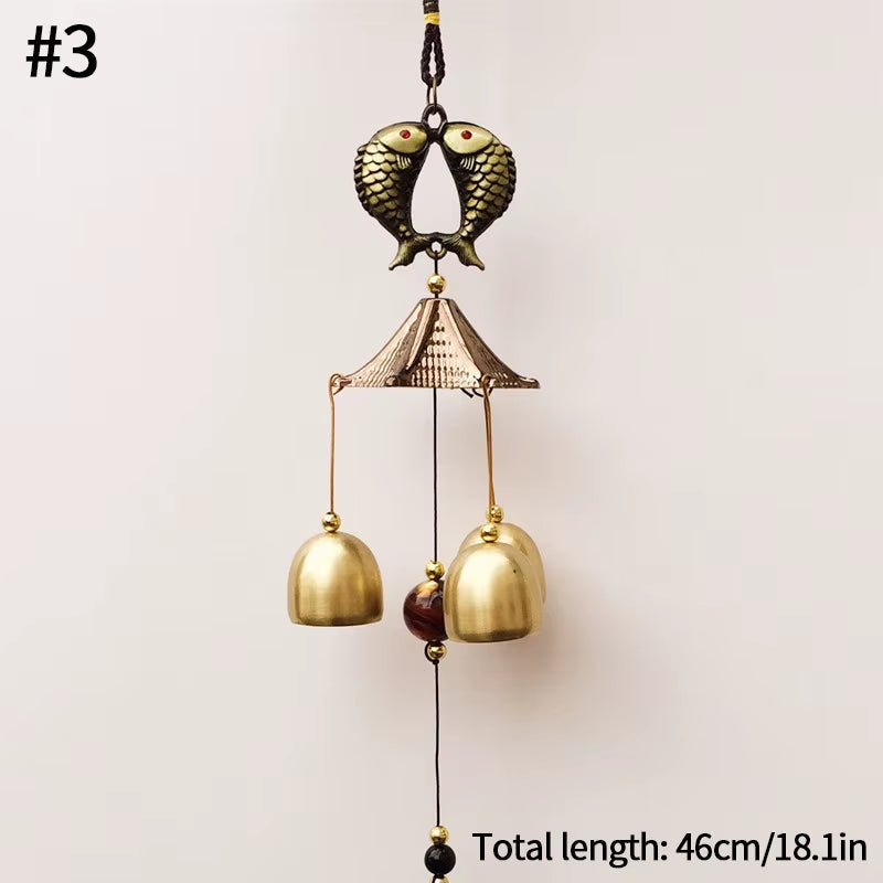 Decorative brass wind chime with fish top and bells for Vintage Metal Wind Chime decor