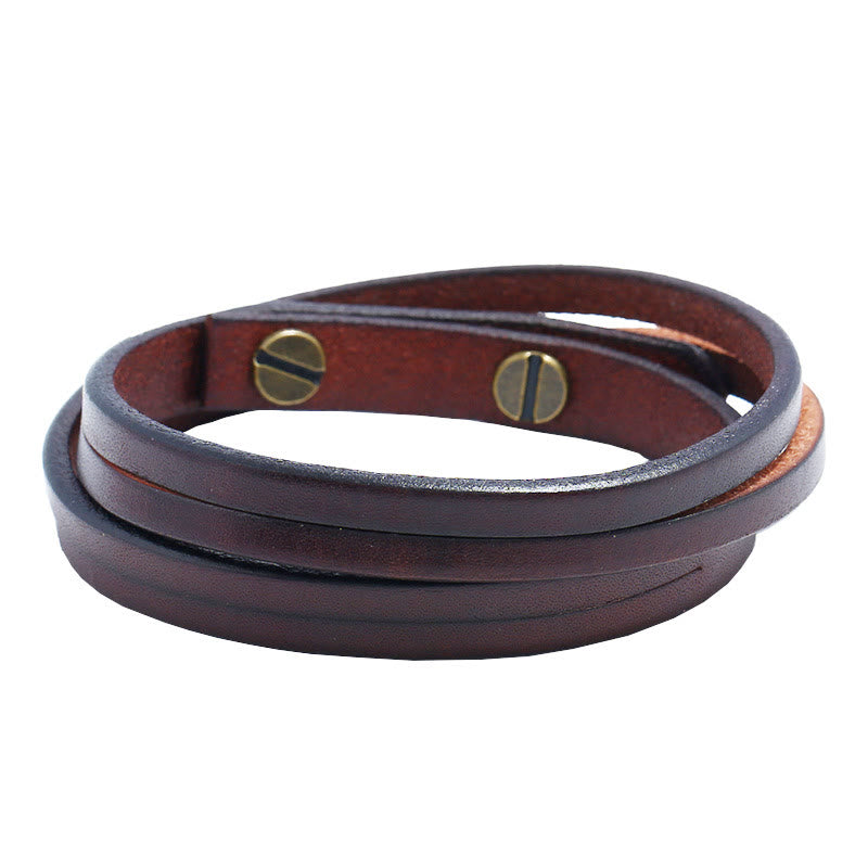 Bracelet vintage à boucle en cuir multicouche