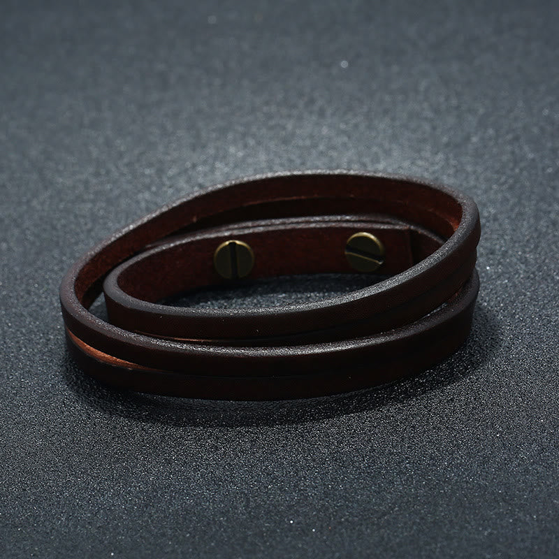 Bracelet vintage à boucle en cuir multicouche