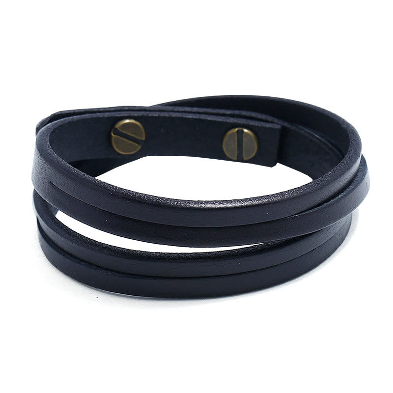 Bracelet vintage à boucle en cuir multicouche