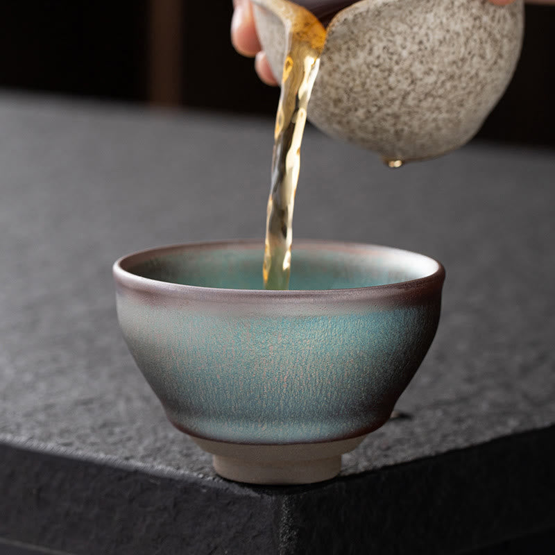 Tasse à thé chinoise vintage rose Jian Zhan en céramique à changement de four, 110 ml