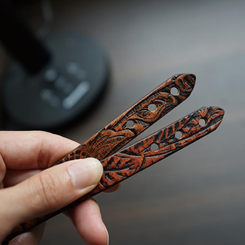 Bracelet spirituel en cuir imprimé vintage avec équilibre en cuivre
