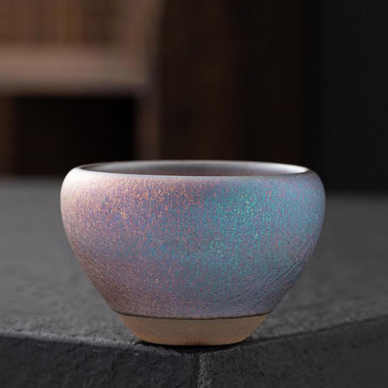 Tasse à thé vintage violette arc-en-ciel Jian Zhan Kiln Change | Décoration zen