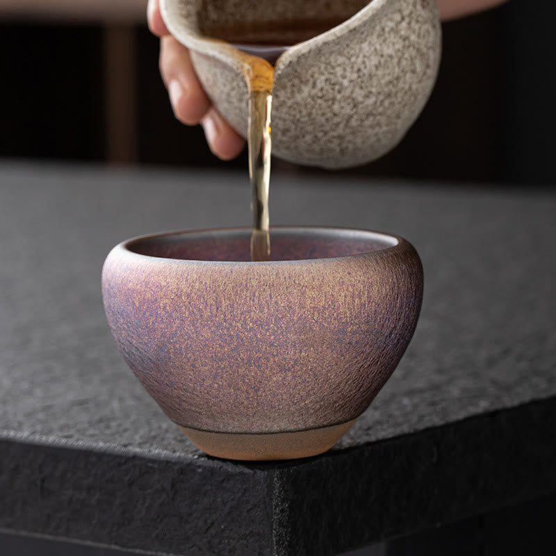 Tasse à thé vintage violette arc-en-ciel Jian Zhan Kiln Change | Décoration zen