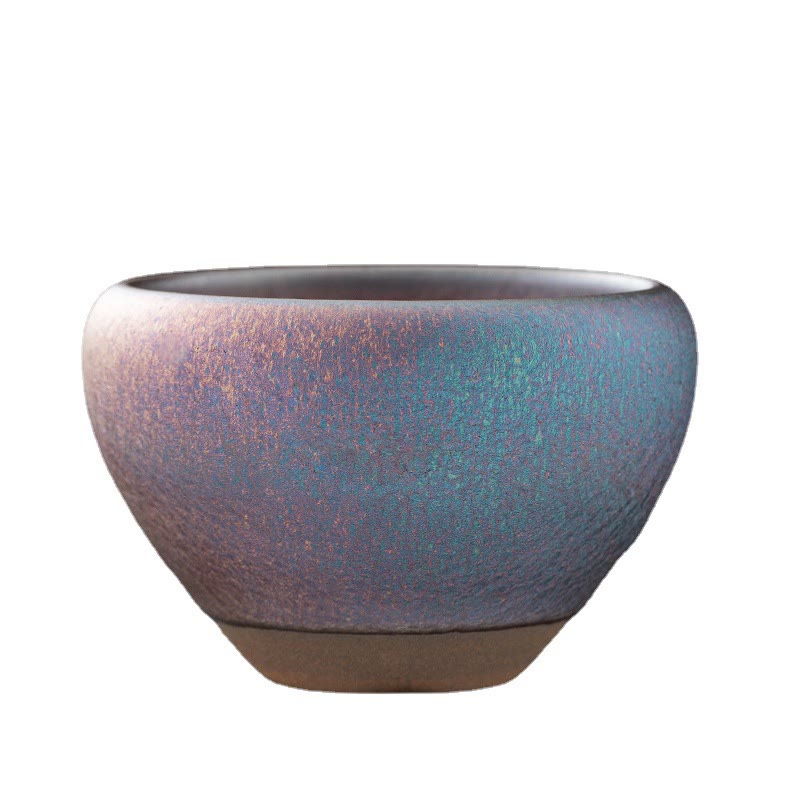 Tasse à thé vintage violette arc-en-ciel Jian Zhan Kiln Change | Décoration zen