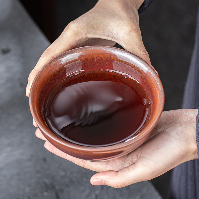 Tasse à thé vintage en porcelaine chinoise Jianzhan rouge-brun pour décoration zen